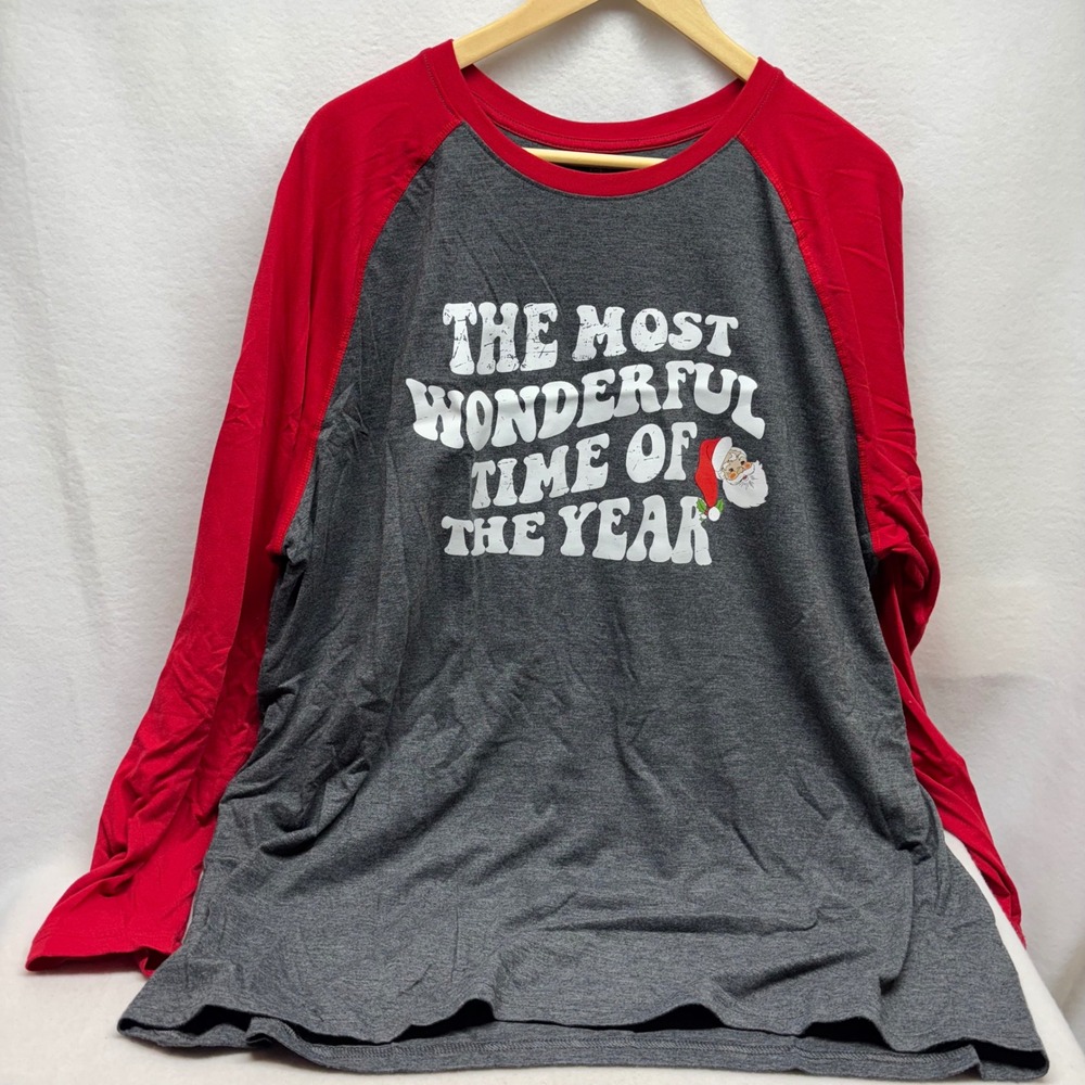Athletic Works Performance Blend‎ 3/4 Sleeves Santa 2XL Christmas